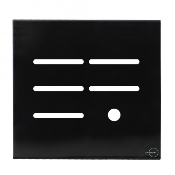 Placa p/ 5 Interruptores + furo 4x4 - Novara Glass Preto Brilhante